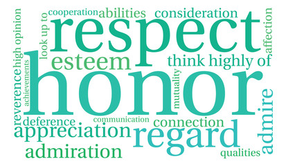 Honor word cloud on a white background. 