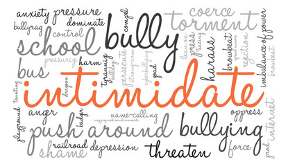 Intimidate word cloud on a white background. 