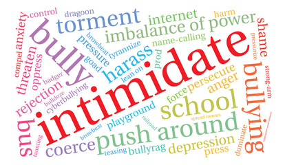 Intimidate word cloud on a white background. 