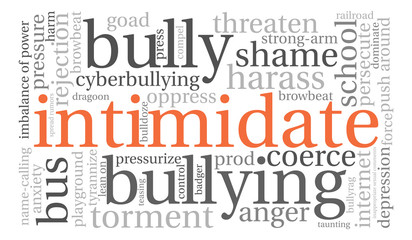 Intimidate word cloud on a white background. 