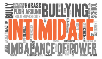 Intimidate word cloud on a white background. 