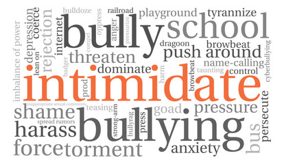Intimidate word cloud on a white background. 