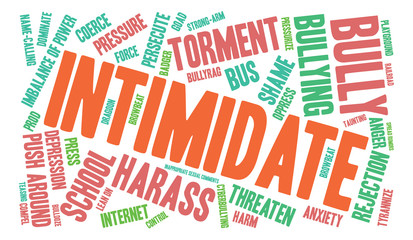 Intimidate word cloud on a white background. 