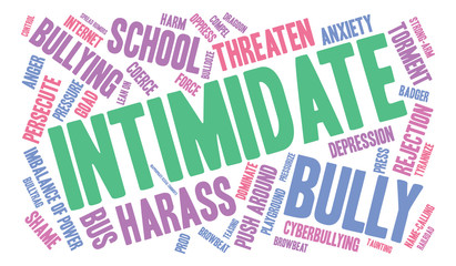 Intimidate word cloud on a white background. 