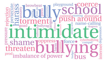 Intimidate word cloud on a white background. 