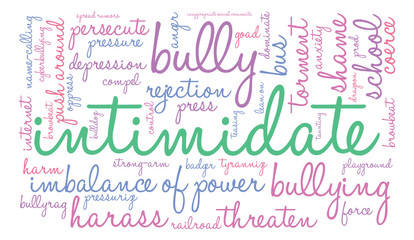 Intimidate word cloud on a white background. 