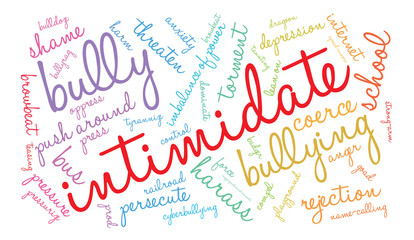 Intimidate word cloud on a white background. 