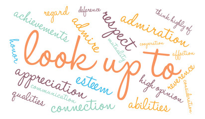 Look Up To word cloud on a white background. 