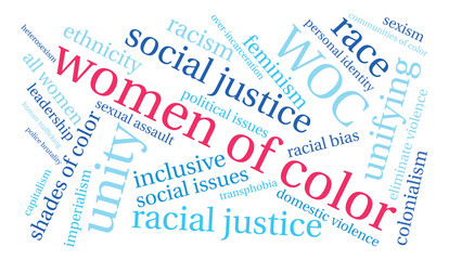 Women Of Color word cloud on a white background. 