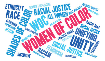 Women Of Color word cloud on a white background. 