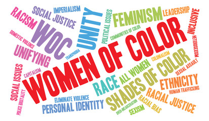 Women Of Color word cloud on a white background. 