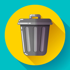 Trash can icon Recycle Bin Garbage Flat Vector Illustration