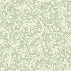 Plakat Seamless Damask background in the style of green