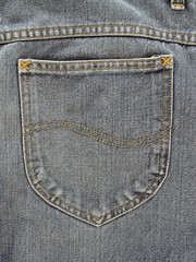 blue jeans back pocket with curved line golden seam, vertical image