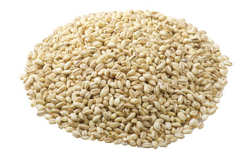 Group of Pearl barley close up on the white