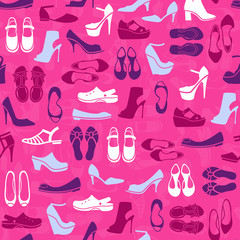 pattern with multicolor different kinds of shoes