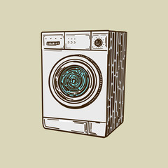 Washing machine engraving style vector