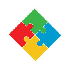 Vector illustration of four colorful puzzle pieces