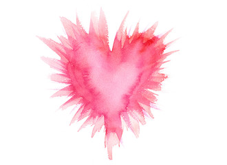 Beaming or exploding pink heart watercolor painting