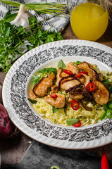 Chinese spicy chicken mix with curry rice