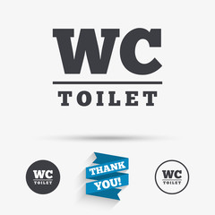 WC Toilet sign icon. Restroom symbol.