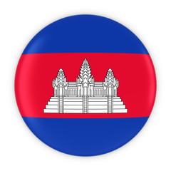 Cambodian Flag Button - Flag of Cambodia Badge 3D Illustration