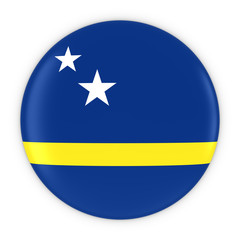 Curacaoan Flag Button - Flag of Curacao Badge 3D Illustration