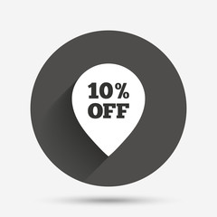 10 percent sale pointer tag sign icon.