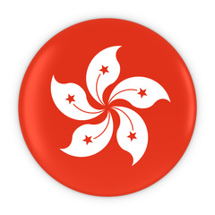 Hong Kongese Flag Button - Flag of Hong Kong Badge 3D Illustration