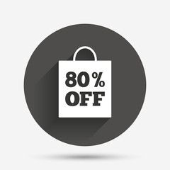 80 percent sale bag tag sign icon.