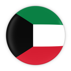 Kuwaiti Flag Button - Flag of Kuwait Badge 3D Illustration