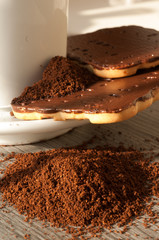 ground coffee and chocolate chip cookies