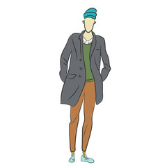Illustration of man in winter jacket isolated