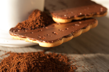 ground coffee and chocolate chip cookies