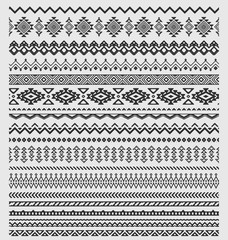Vector brushes collection in boho style. Aztec style set of ornament borders for patterns, mandalas and frames. Pattern brushes are included in swatch panel.