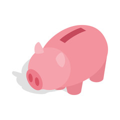 Piggy bank icon in isometric 3d style isolated on white background. Money save symbol