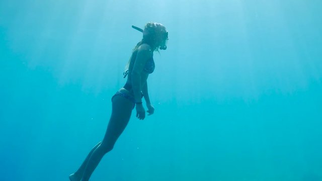  female Free diver at sea