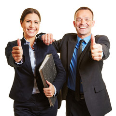 Business Team hält Daumen hoch