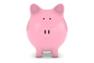 Piggy Bank Front View Isolated on White Background 3D Illustration