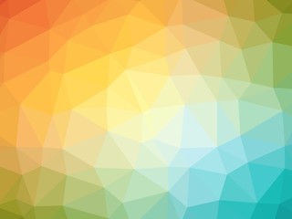 Rainbow orange blue gradient polygon shaped background