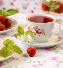 Fruits tea served with strawberry