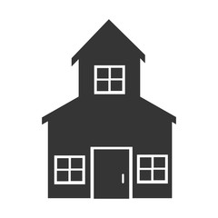 Real estate house business icon in black and white colors, vector illustration.