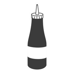Ketchup bottle in black and white colors, isolated flat icon design.