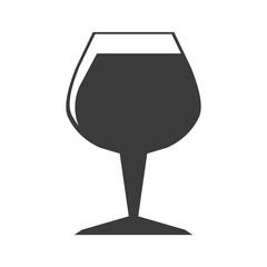 Wine on glass cup in black and white colors, vector illustration graphic.