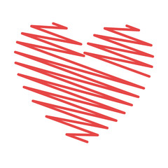 Obraz premium Red heart shape, isolated flat icon vector illustration graphic.