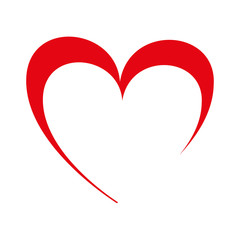Red heart shape, isolated flat icon vector illustration graphic.