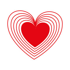 Red heart shape, isolated flat icon vector illustration graphic.