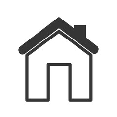 Real estate business icon in black and white colors, vector illustration graphic.