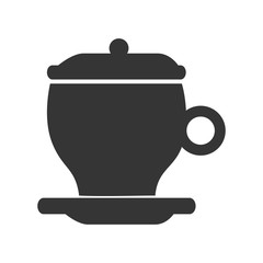 Delicious coffee served on porcelain cup, vector illustration graphic.