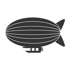 Hot air balloon in black and white icon, isolated flat icon vector illustration.